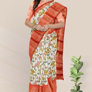 Fancy Silk Kanchi Border Sky Blue And Pink Saree